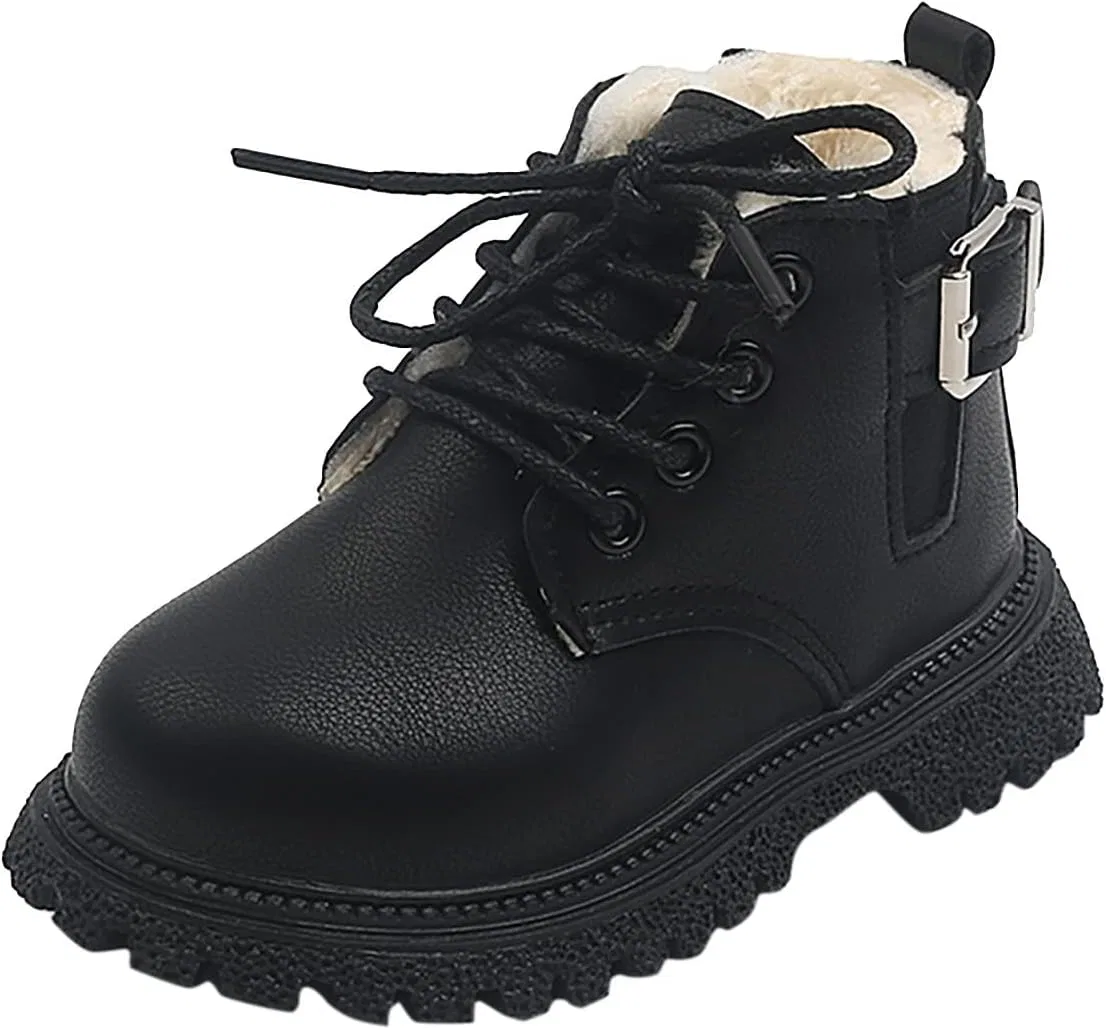 Детские ботинки для девочек на меху со шнуровкой Zzalalana, Black