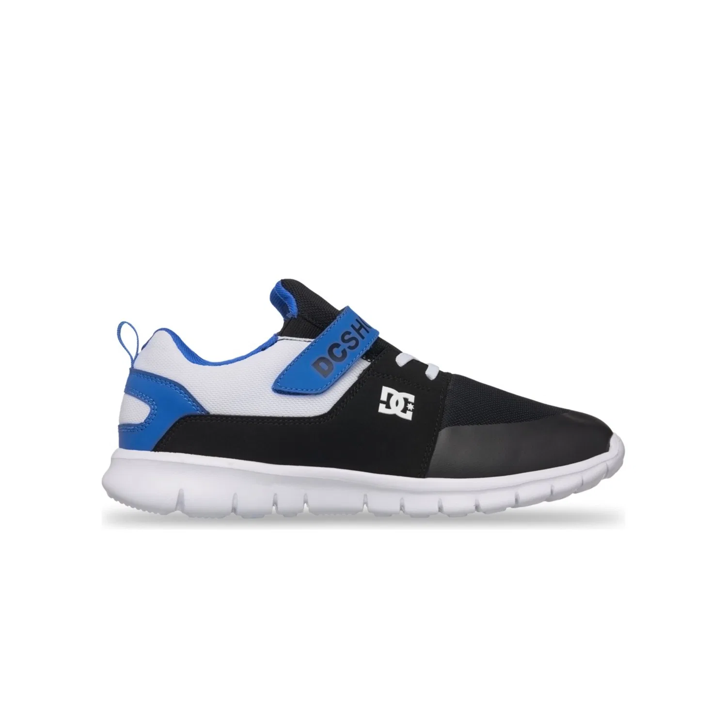 Детские кроссовки с сетчатым верхом и кожаной вставкой DC Shoes, Black/White/Blue — фото 2