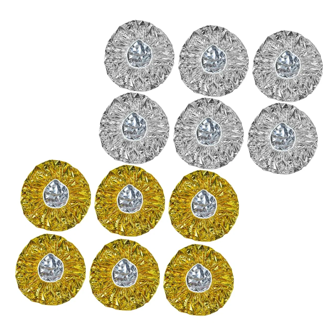 Шапочка для душа из алюминиевой фольги, 12 шт, Mikinona, Gold Silver