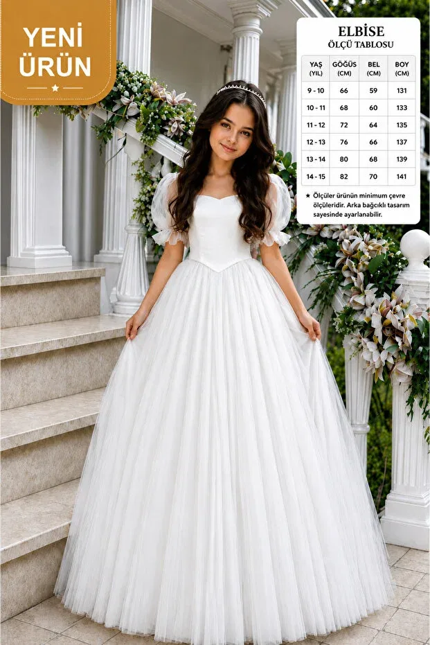 Детское платье для девочек с длинным рукавом Elafor, White