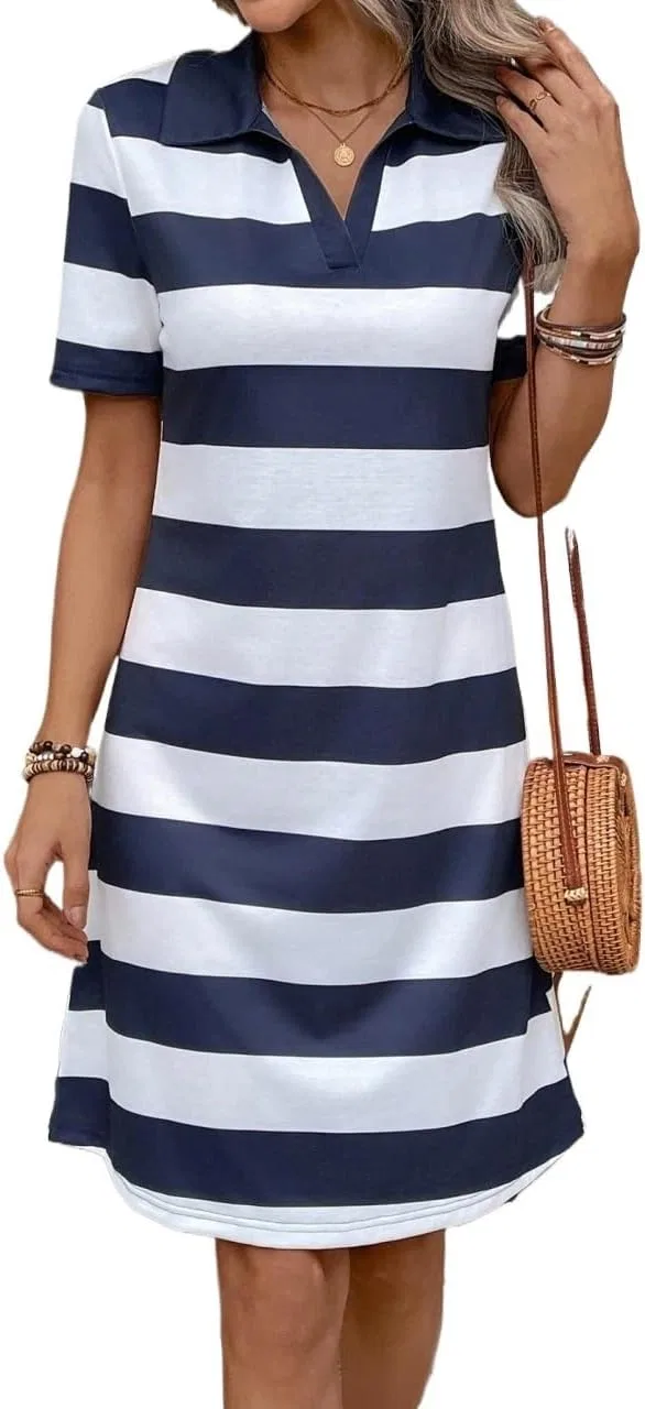 Женское повседневное цветочное платье миди Colorblock Striped, Multicolor