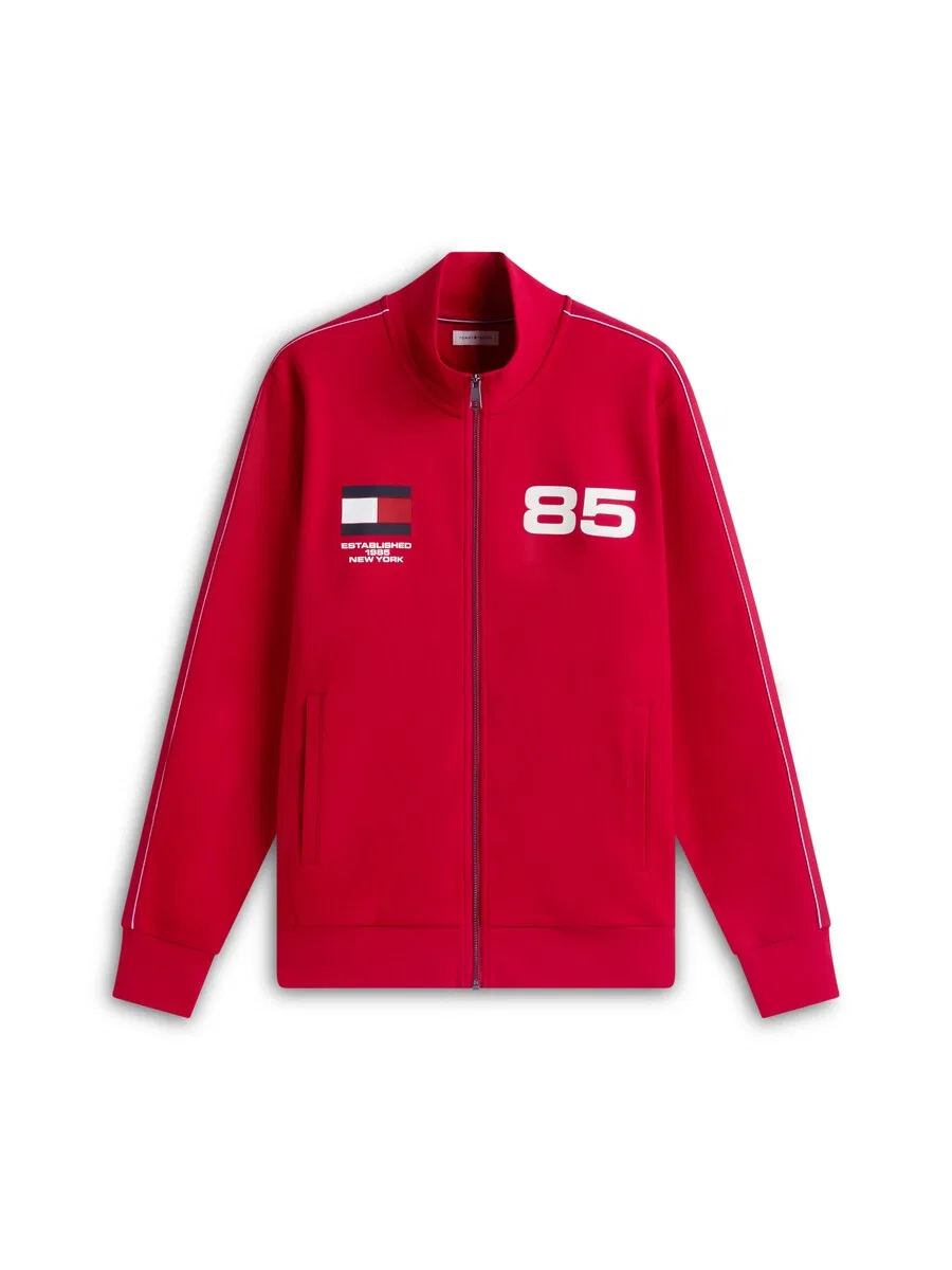Худи на молнии TOMMY HILFIGER 'Interlock Track' красного цвета