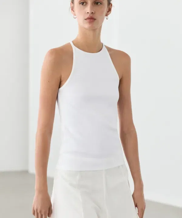 Топ на тонких бретелях из хлопкового микса, Massimo Dutti
