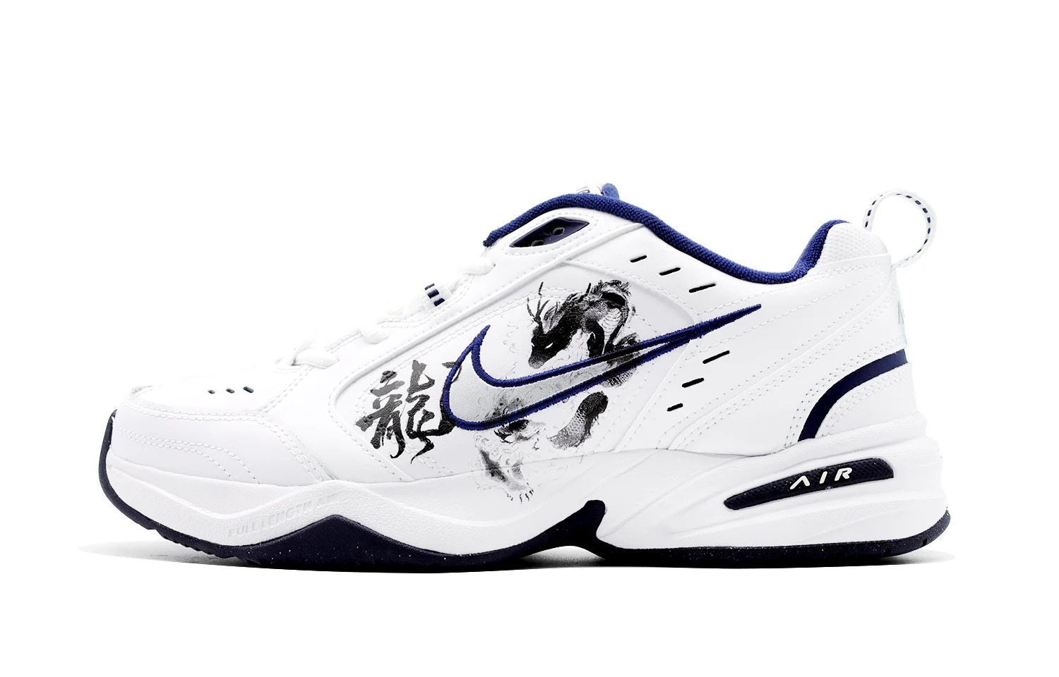 

Кастомизированные кроссовки Nike Air Monarch 4 Unisex, синий/белый/черный