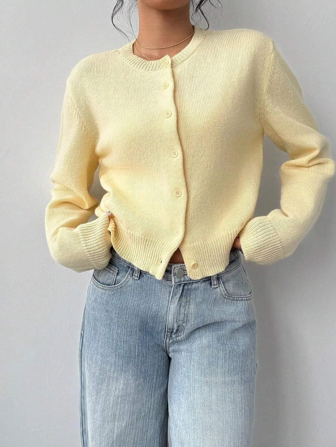 Женская пляжная накидка с круглым вырезом и длинным рукавом, Mustard Yellow — фото 4