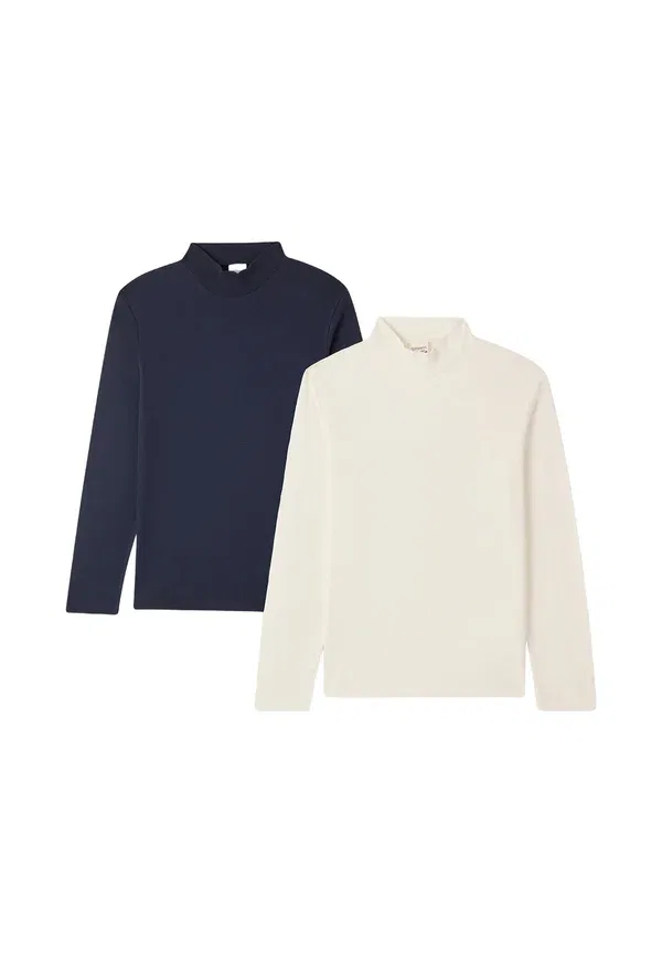 Комплект из двух лонгсливов, однотонный, Pack 2 - long sleeved top, Terranova, белый, синий — фото 4