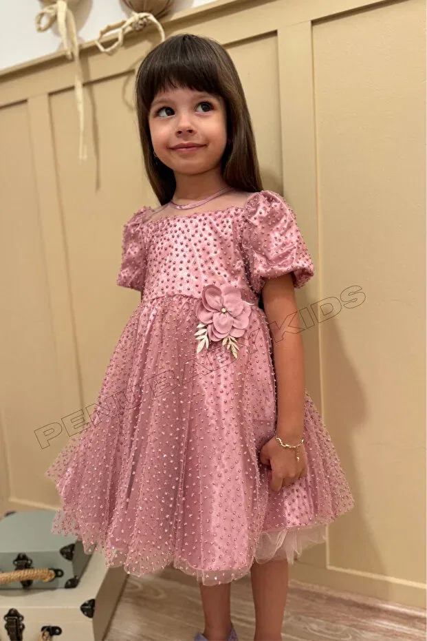 Детское платье для девочек с принтом Balloon Sleeve Penu Baby Kids, Rosebush — фото 2
