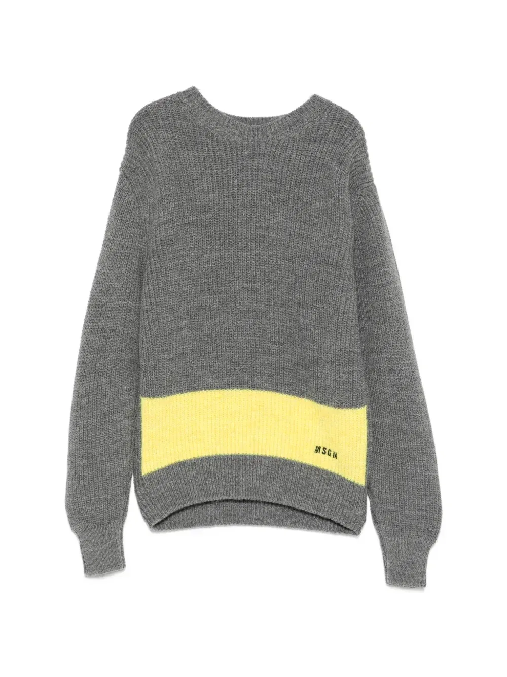 Полосатый свитер с вышитым логотипом Msgm Kids, серый