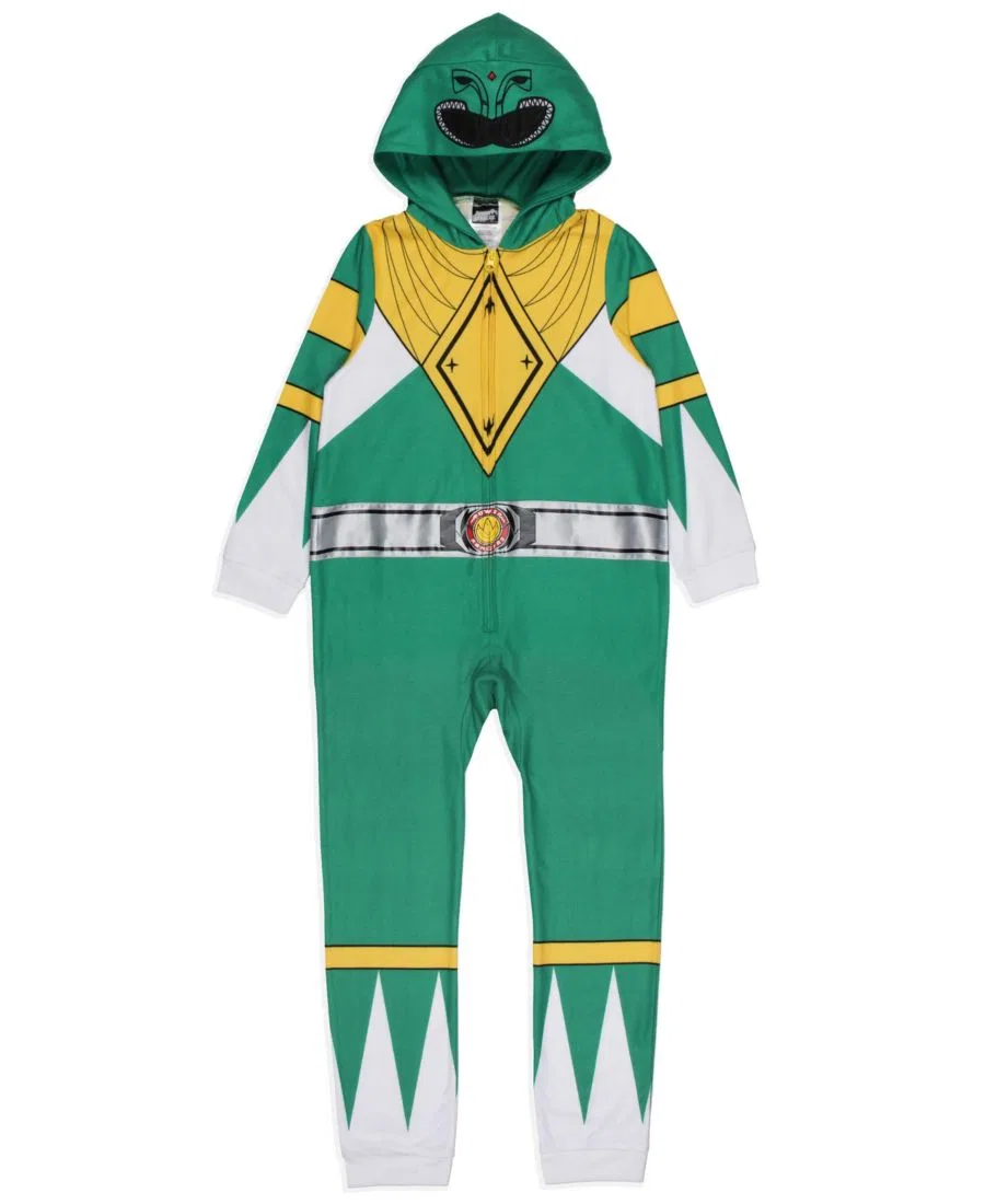 Пижама-комбинезон с капюшоном и принтом Power Rangers, Green — фото 3
