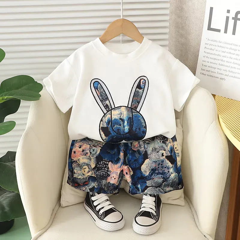 Комплект брюк для мальчика с принтом 2 предмета 2-5 лет Chicpoint, белый