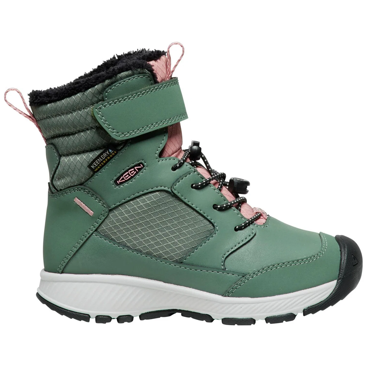 Детские зимние снегоботинки KEEN Skua Winter WP, Цвет Dunkelgrun / Rosa 909 — фото 4