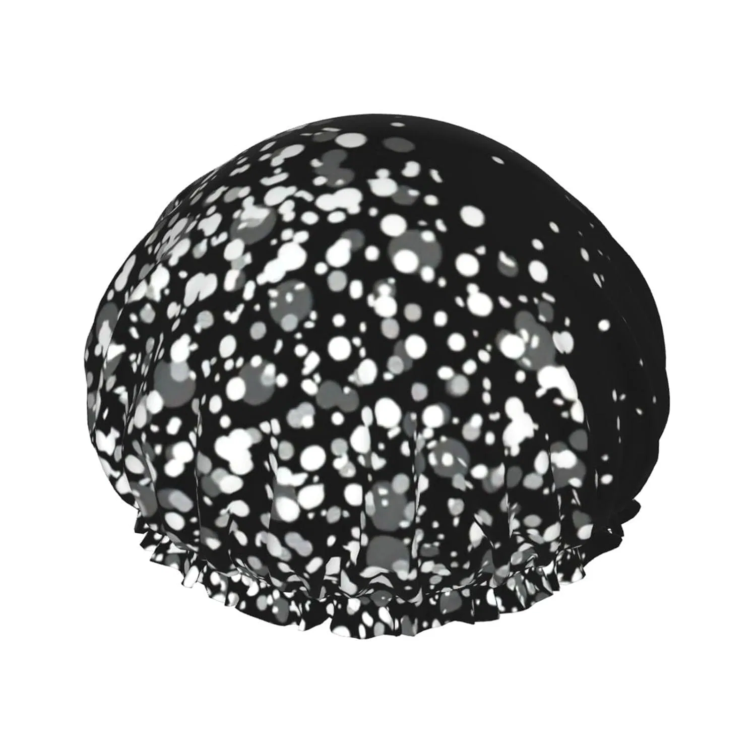 Шапочка для душа, пвх, pvinnk, двойной слой, 27 см, Black White Glitter Print