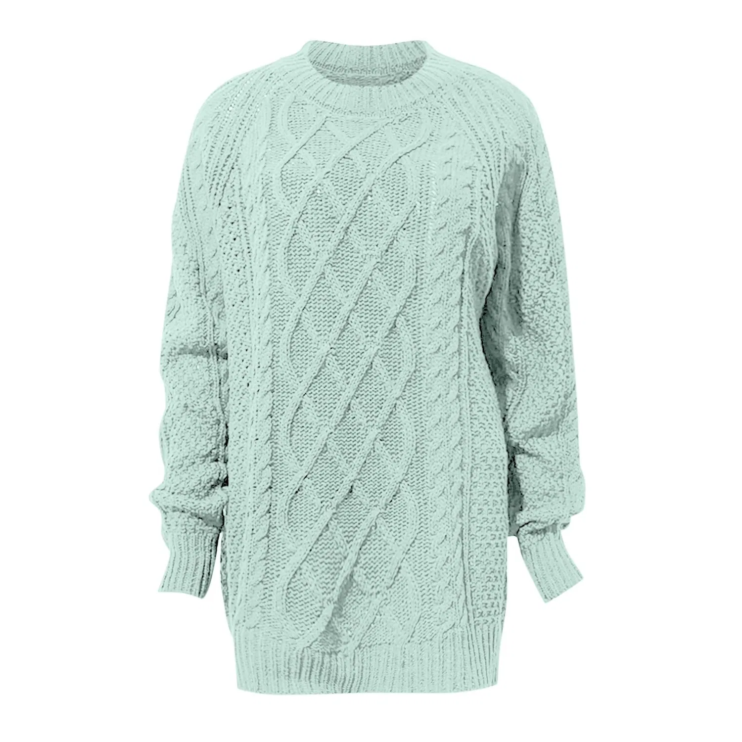 Женский свитер оверсайз с высоким воротом Chunky Knit Sweater, Green Mint — фото 4