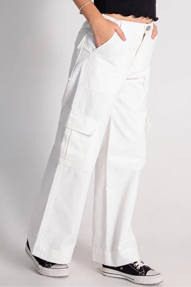Детские брюки для девочек хлопковые с широкой штаниной Cargo Pocket Dmb Boys & Girls, White
