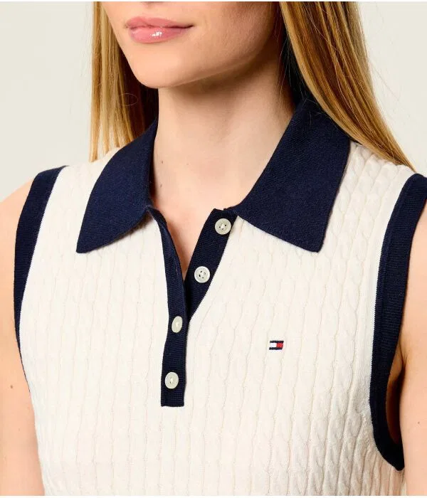 Женское поло Slim Fit Tommy Hilfiger, Écru — фото 4