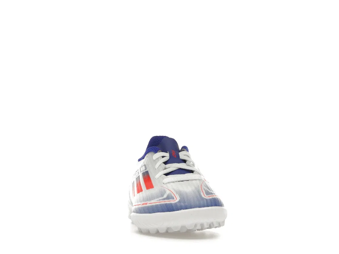 Детские бутсы F50 League Turf Adidas, Cloud White/Solar Red/Lucid Blue — фото 2