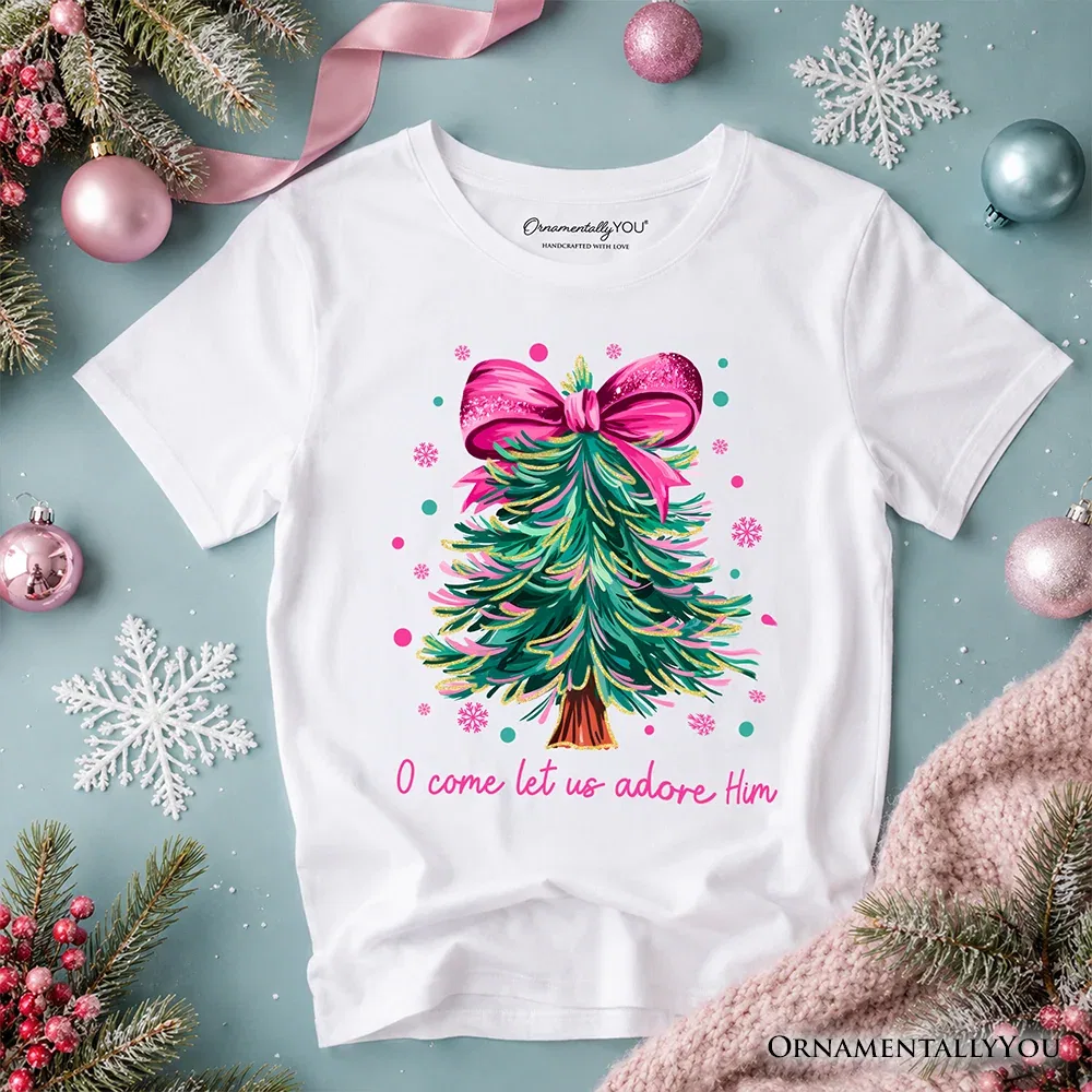 Детская футболка с принтом рождественской елки и бантом Coquette Christmas Tree OrnamentallyYou, White