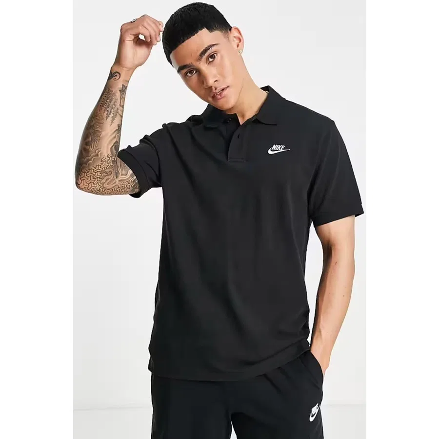 Поло Nike Sportswear Club Regular Fit с длинным рукавом, Черный