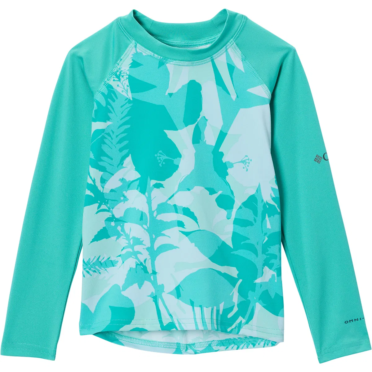 Детский лонгслив с принтом Sandy Shores Printed Long-Sleeve Sunguard Columbia, Dolphin Botaniflage/Dolphin