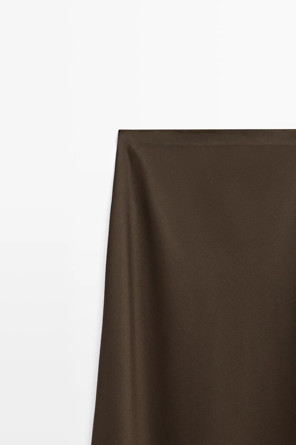 Юбка Massimo Dutti, струящаяся атласная, коричневая — фото 4