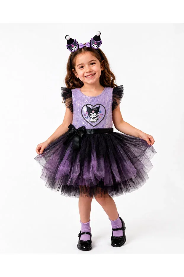 Детское платье для девочек с пайетками Kuromi Tutu Dress Tinytrends, Purple — фото 2