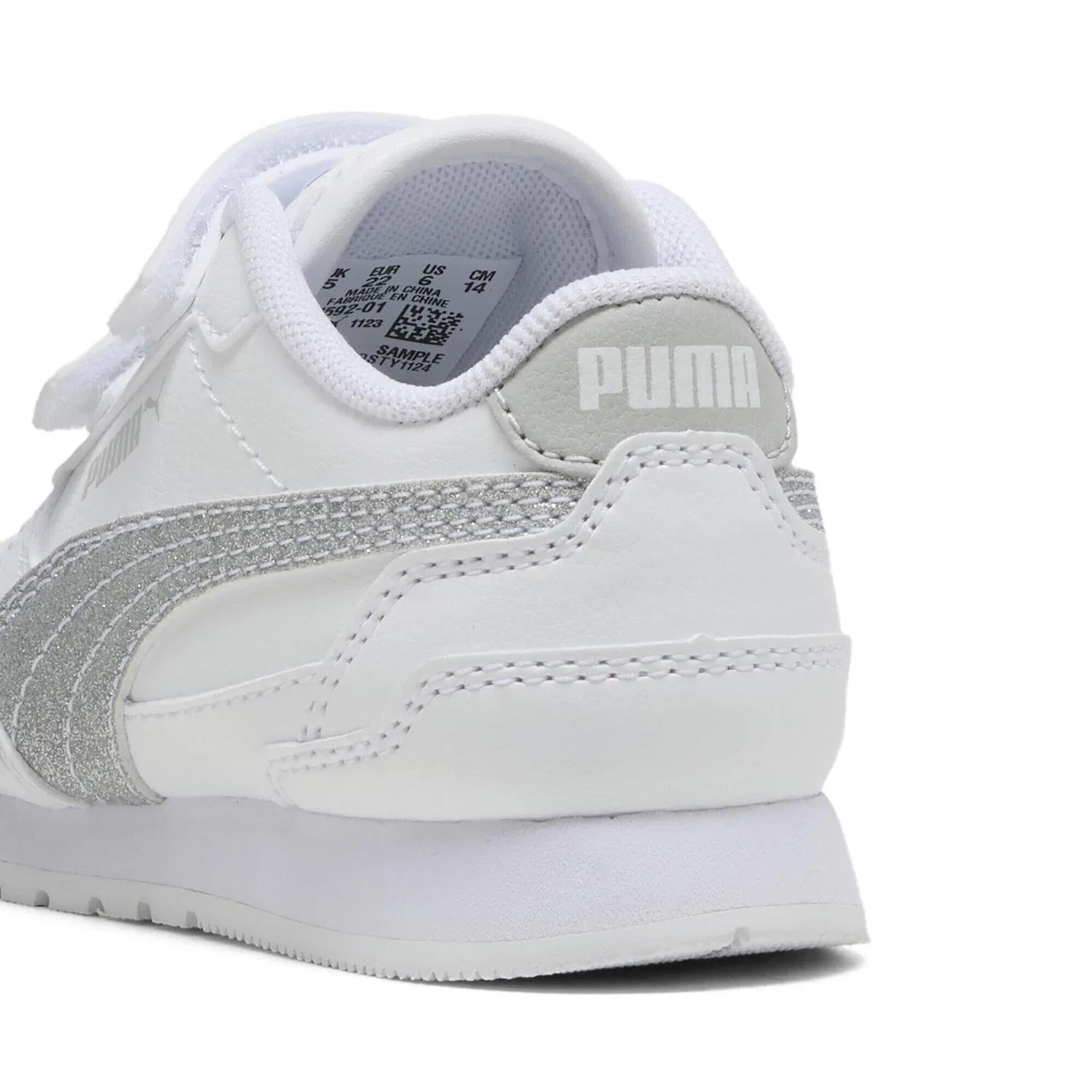 Детские кроссовки с блеском ST Runner v4 Glitter Puma, Weiss Silber Grau — фото 2