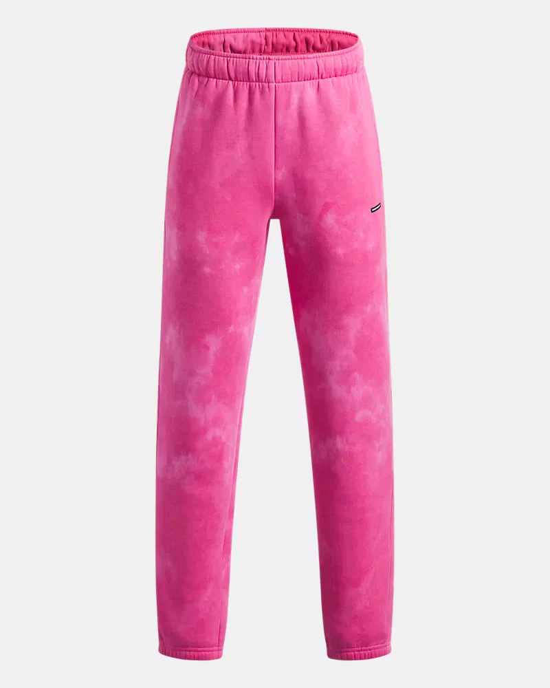 Детские штаны на флисе с начесом, внутренний шов 63,5 см, UA Icon UnderArmour, Pink Frenzy/Black — фото 4