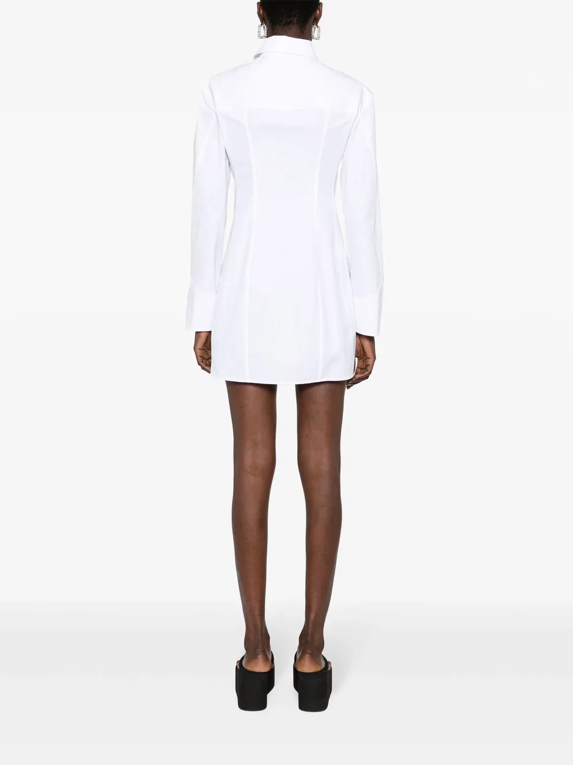 Мини-платье с воротником и косточками Alexander Wang, белый — фото 3
