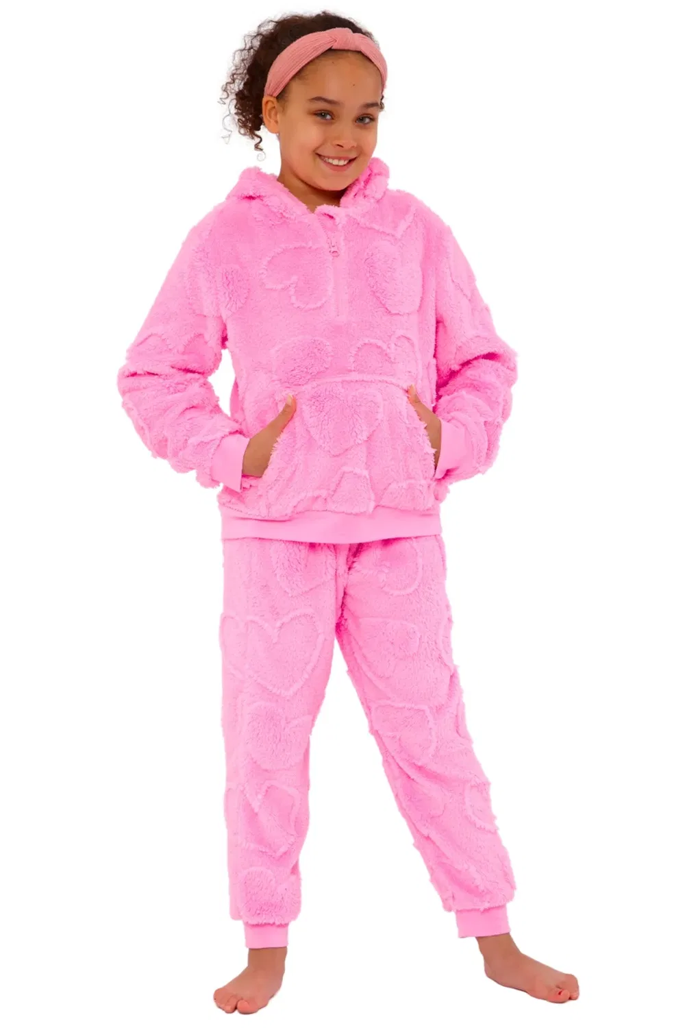 Женский комплект с тиснеными сердцами Hearts Embossed Lounge Set Cozy N Dozy, Pink