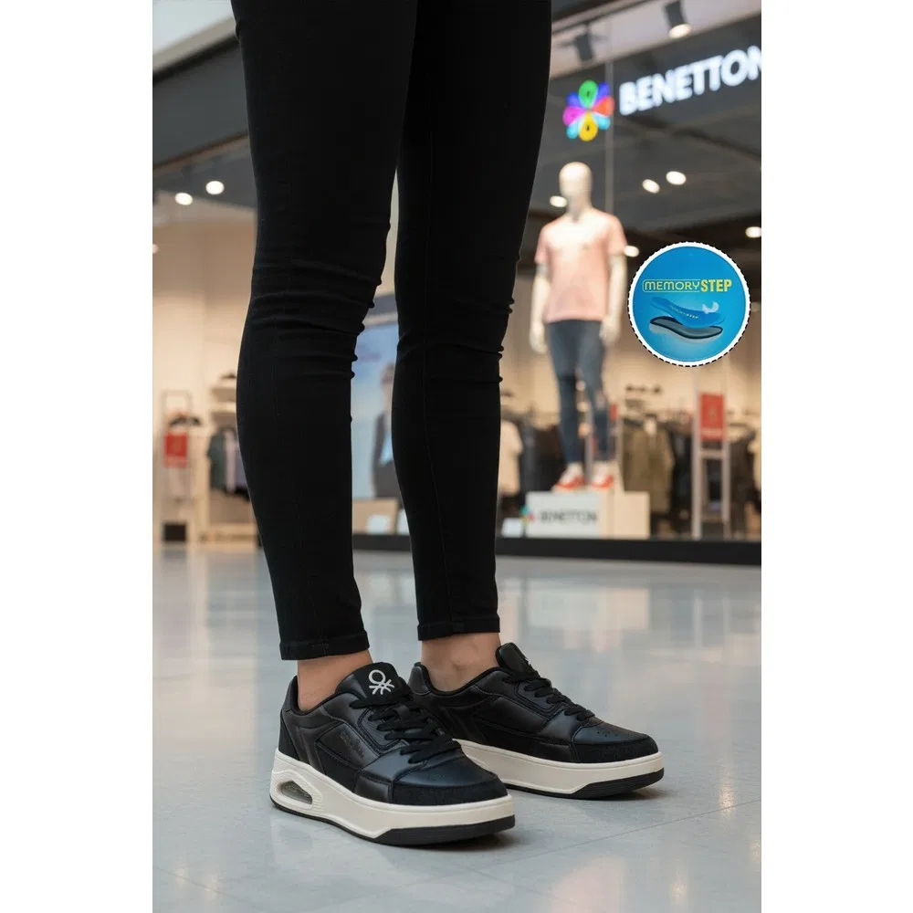 Детские спортивные кроссовки с шнуровкой, Black White, BNI-12133 G United Colors Of Benetton — фото 3