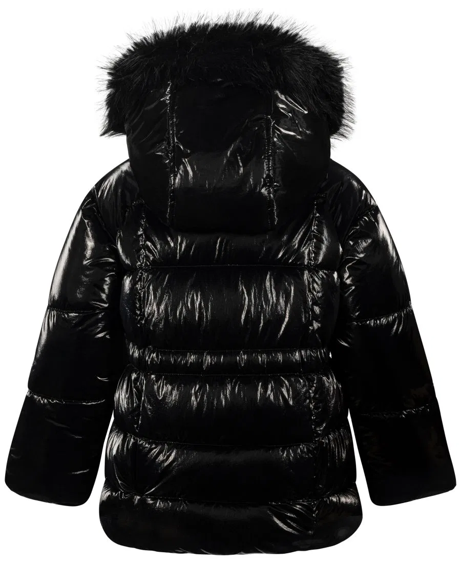 Детское стеганое пальто с капюшоном, с длинным рукавом, модель Shimmer Box Quilt Anorak S Rothschild & CO, Black — фото 2