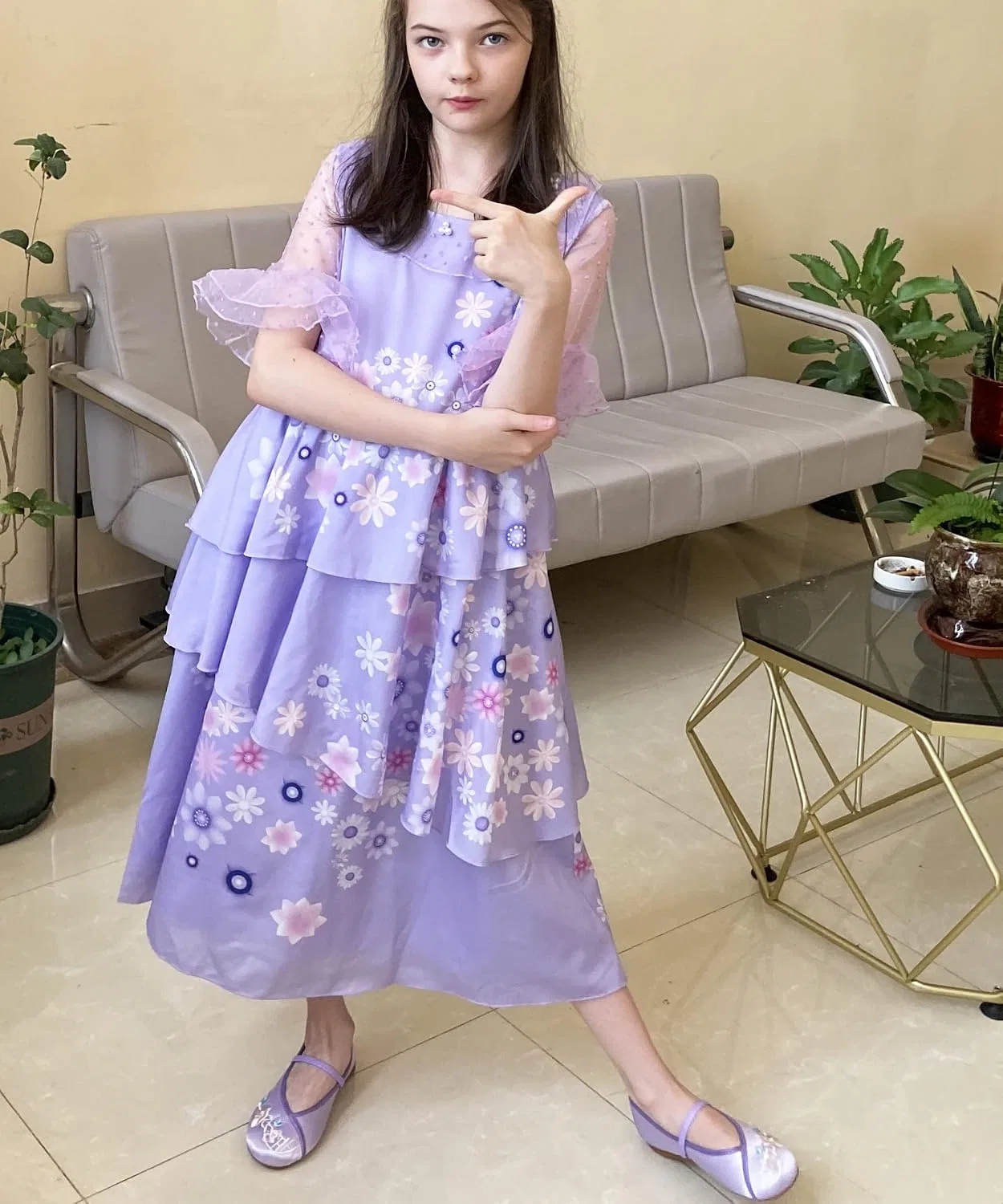 Детские балетки для девочек с принтом Mirabel Isabela LZH, Purple-Isabela — фото 2