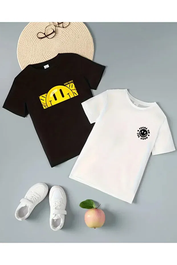Детский комплект футболок с принтом Smile Haha, White