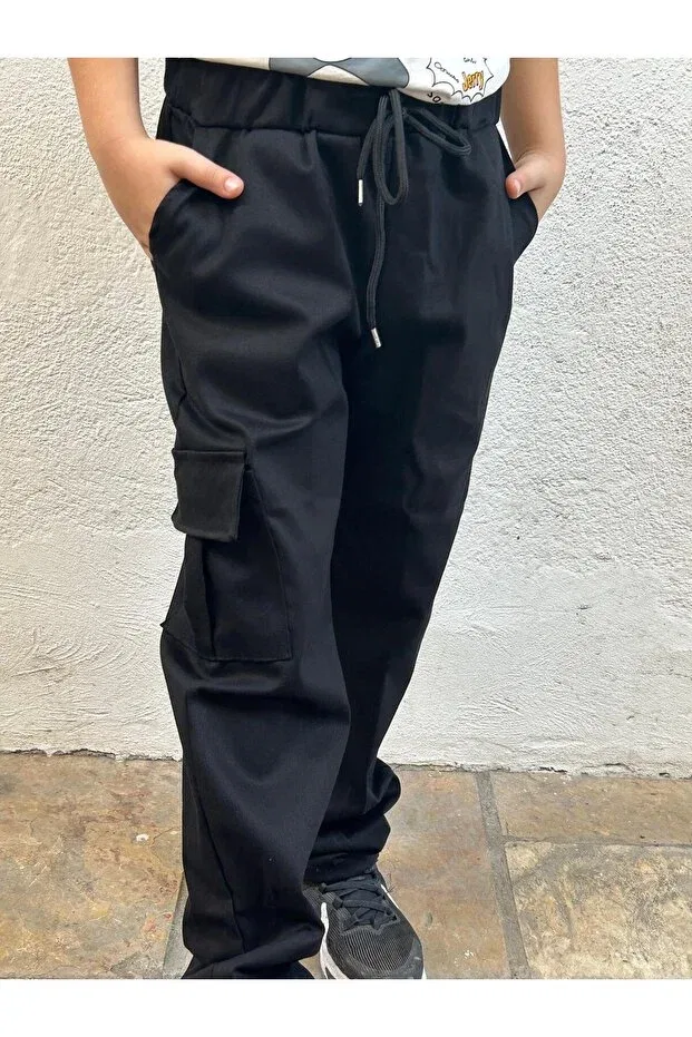 Детские спортивные брюки для девочек льняные Terry, Black