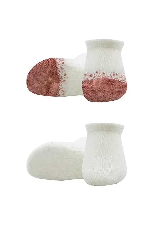 Детские носочки для новорожденных хлопковые с моделью Organic baby kids 2 point combed cotton sneakers socks Bistyle, Powder-Ecru — фото 4