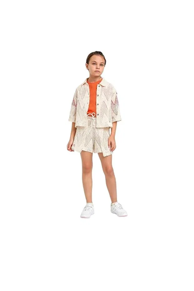 Детские шорты для девочек хлопковые Escabel, Cream