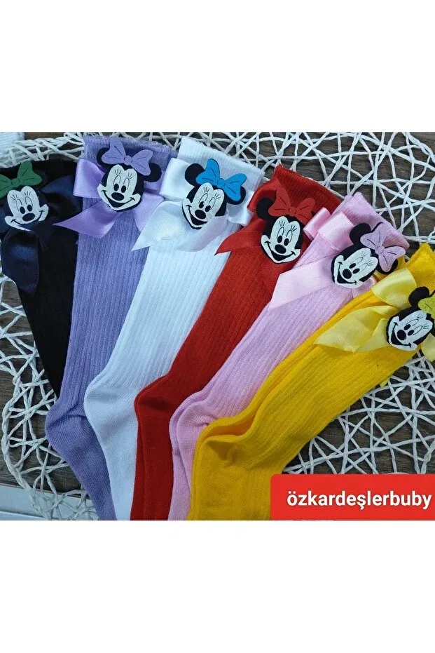Детские гольфы с бантом Miki Mouse Özkardeşler Baby, Khaki Black White Red Orange