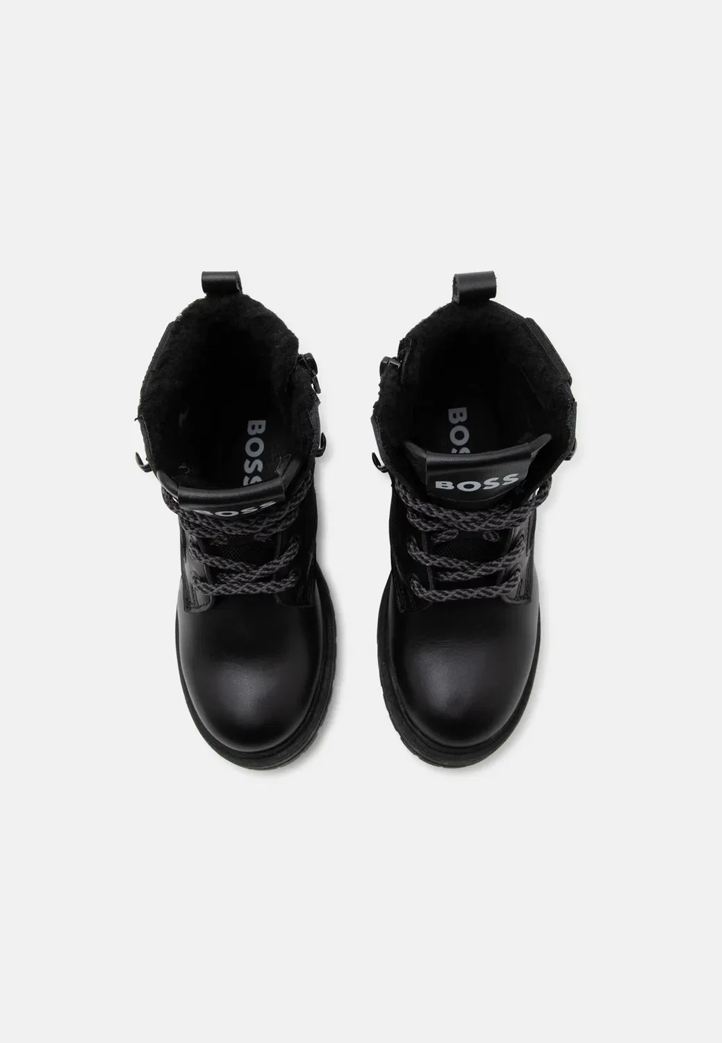 Детские и подростковые ботинки - ботильоны на шнуровке Boss Kidswear, Black — фото 4