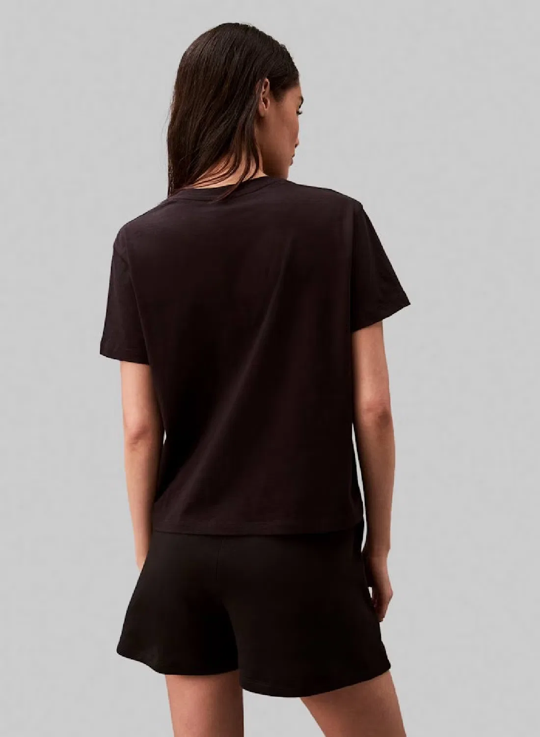 Пижамная футболка классическая хлопковая Calvin Klein, черный — фото 3