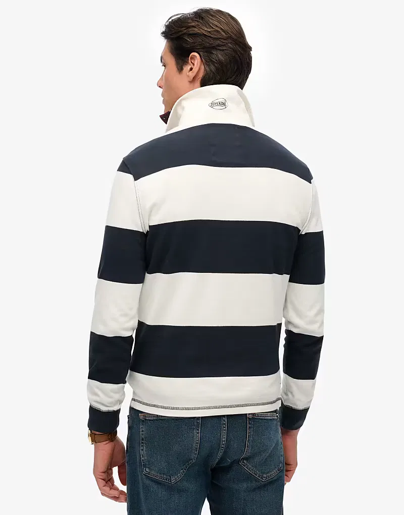 Топ регби винтажное athletic stripe Superdry, Eclipse Navy/Ecru — фото 2