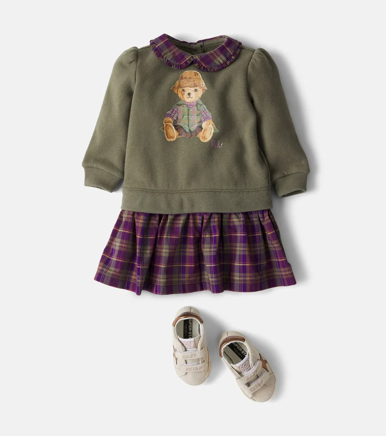 Комплект платьев с трусиками-панталонами Polo Bear Polo Ralph Lauren Kids, зеленый — фото 2