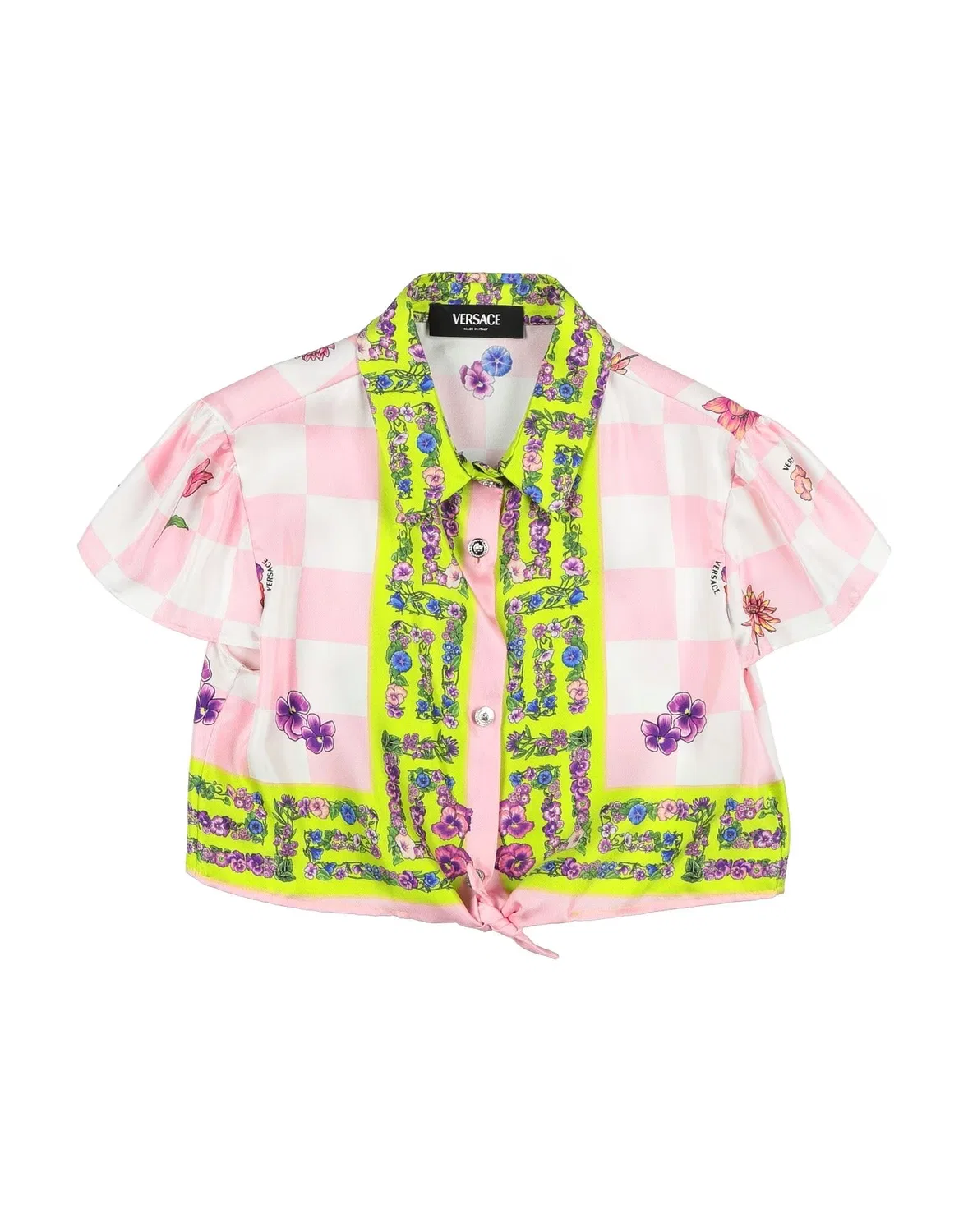 Детская рубашка для девочек с цветочным принтом Versace Young, розовый