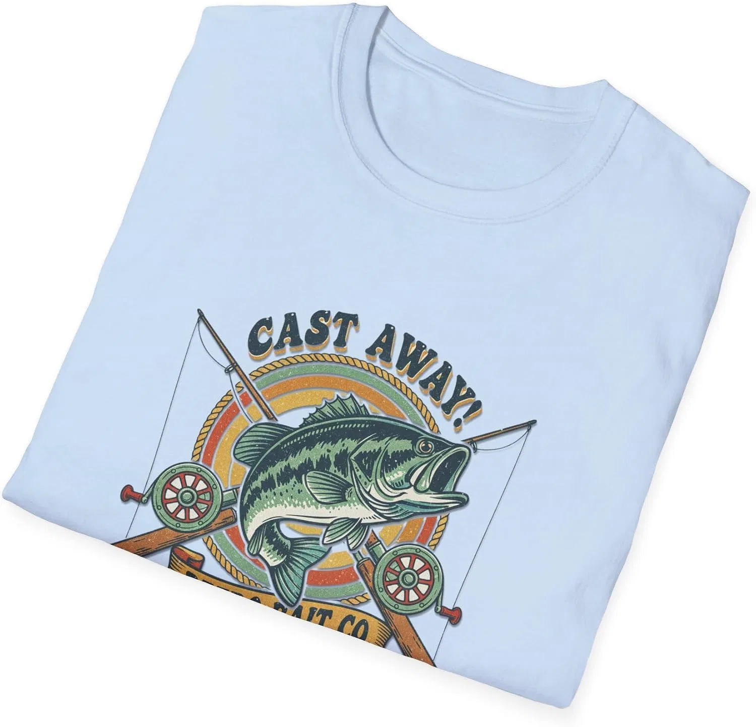 Мужская футболка с принтом Cast Away! Retro Bait Co, светло-синий — фото 4