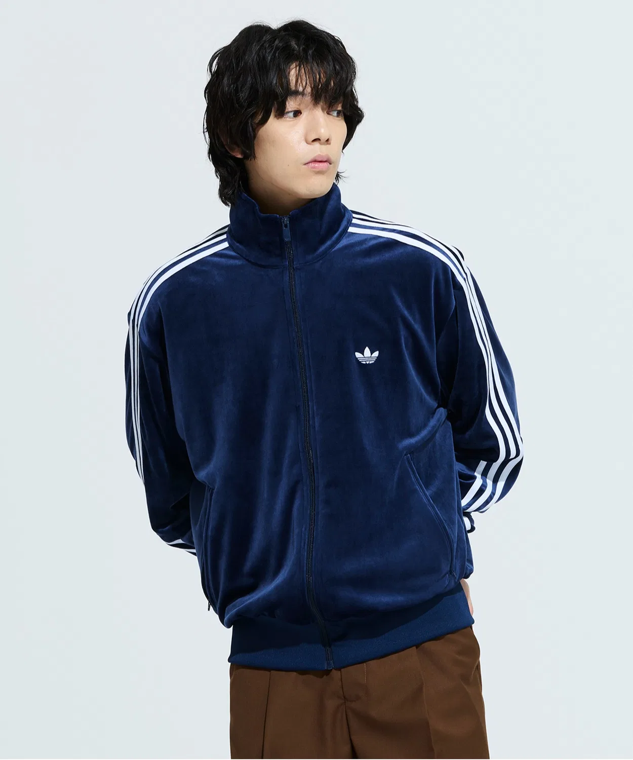 Женский укороченный топ-трак с длинным рукавом свободный крой Adidas Originals, Blue
