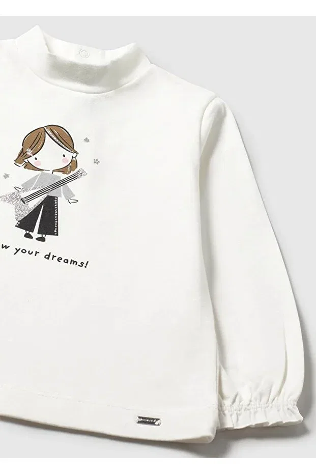 Детская футболка для девочек с длинным рукавом Winter baby girl lightweight fisherman long sleeve tshirt Mayoral, Ecru — фото 2