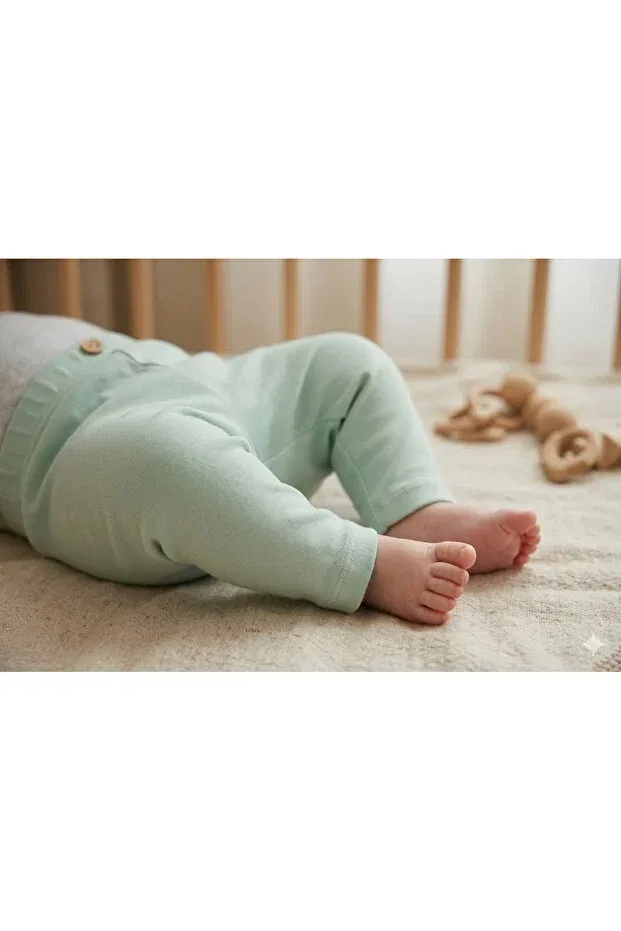 Детские леггинсы для девочек хлопковые Basics Elibaby, Water Green — фото 3