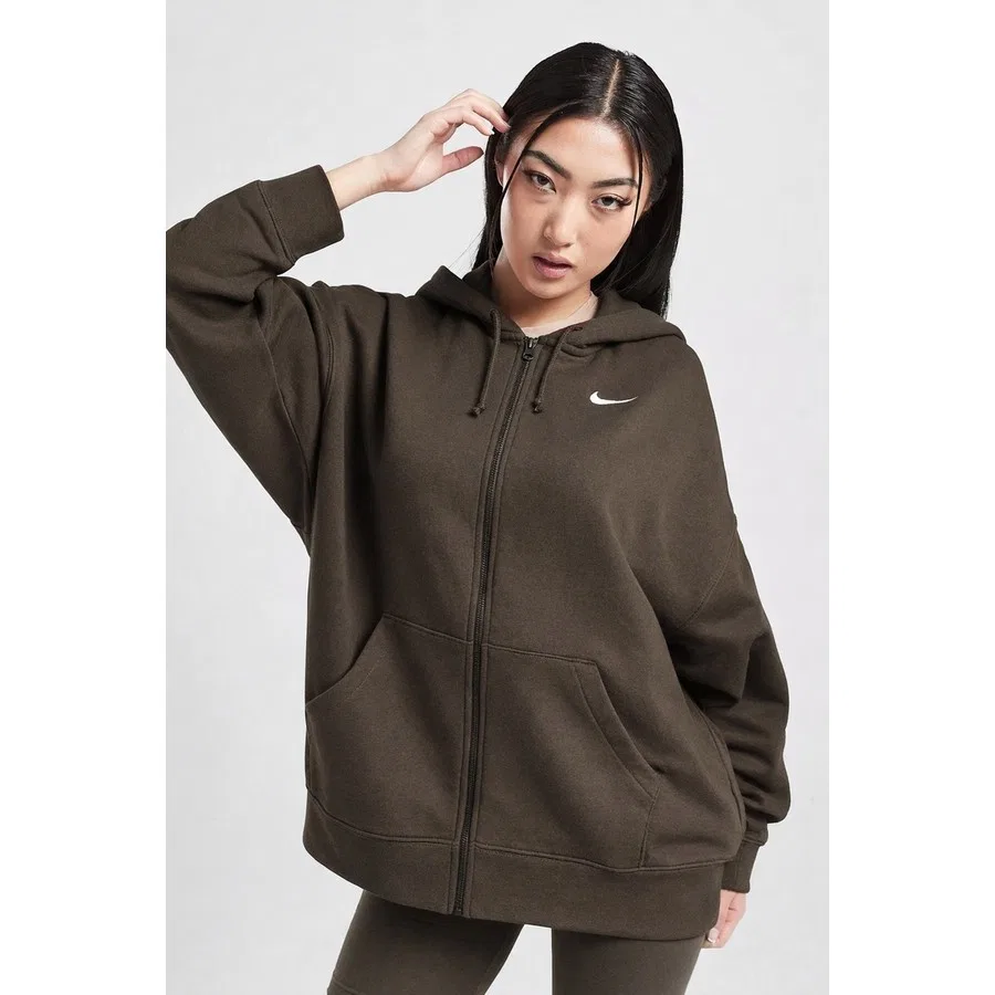 Худи оверсайз с капюшоном и молнией Nike Sportswear Essentials, Коричневый