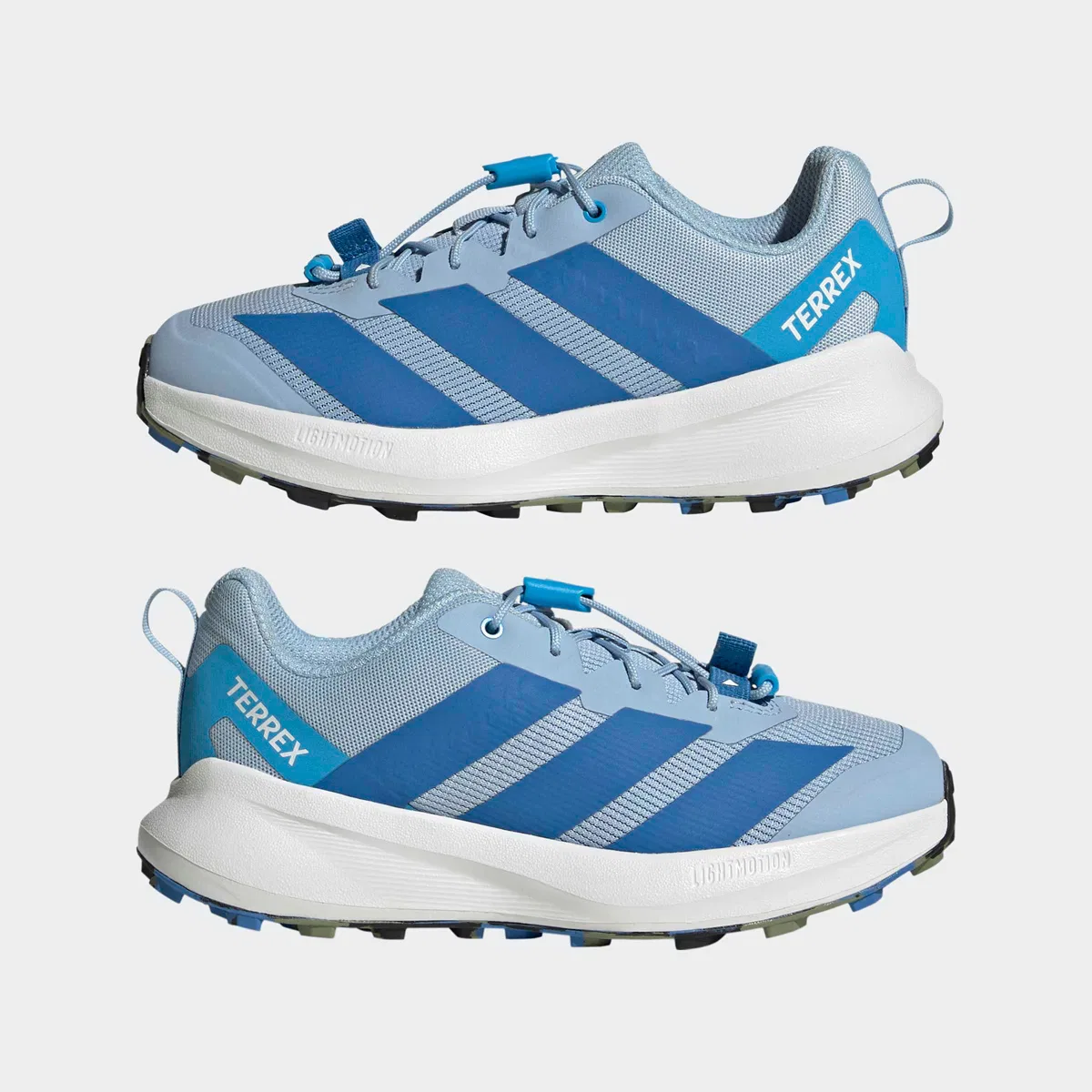 Детские кроссовки для мальчиков с шнуровкой-молнией Adidas Terrex Agravic Shoe Little Kids, Glow Blue/Ray Blue/Tent Green — фото 3