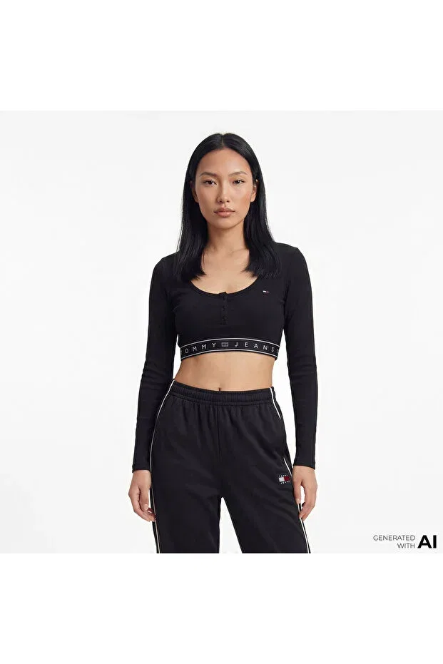 Женская футболка с длинным рукавом Tommy Hilfiger, Black