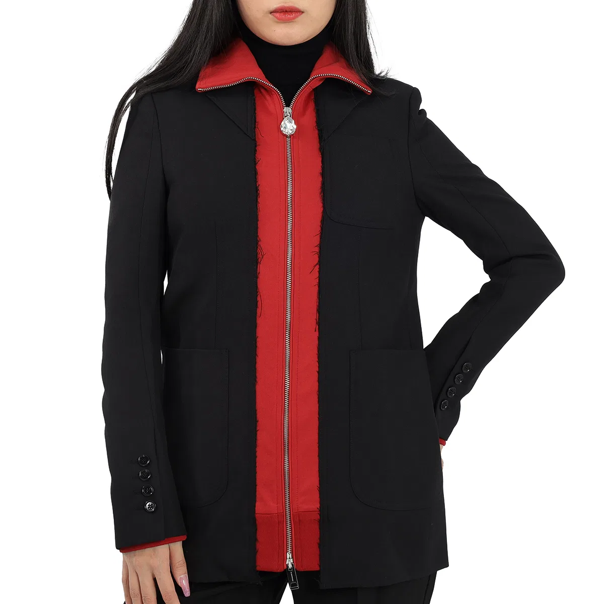 Женский пиджак с контрастной вставкой Ladies Track Top Detail Tailored Jacket Burberry, Black